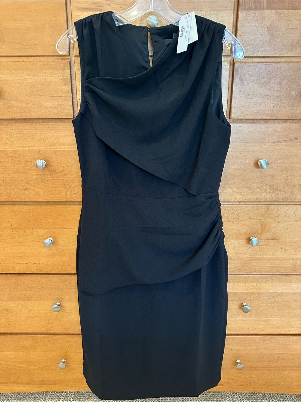 J.Crew Black 365 Crepe Sleeveless Asymmetric Draped Sheath Dress SZ NWT